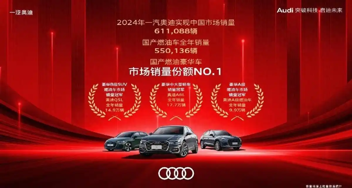 2024年奥迪销量飙升，国产燃油车市场份额第一，奥迪凭什么这么能打？